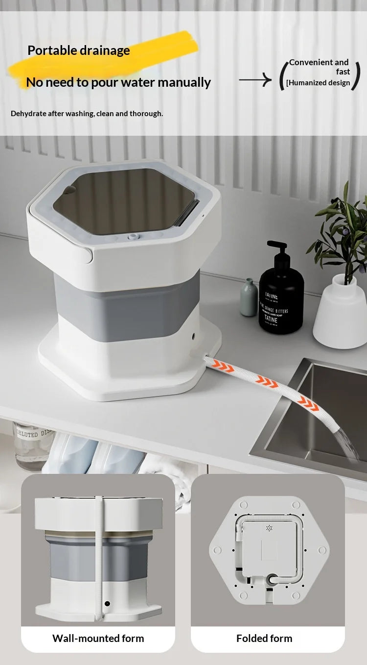 New Mini Folding Washing Machine Household Small-sized Washing Machine Socks Underwear Pants Also Capable Dehydrating White