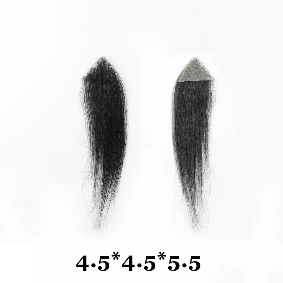 Forehead Patch 100% Human Hair Hairpiece Sideburns Toupee Invisible Seamless Ultra Thin Skin PU Men's Hairline Sideburn Patch
