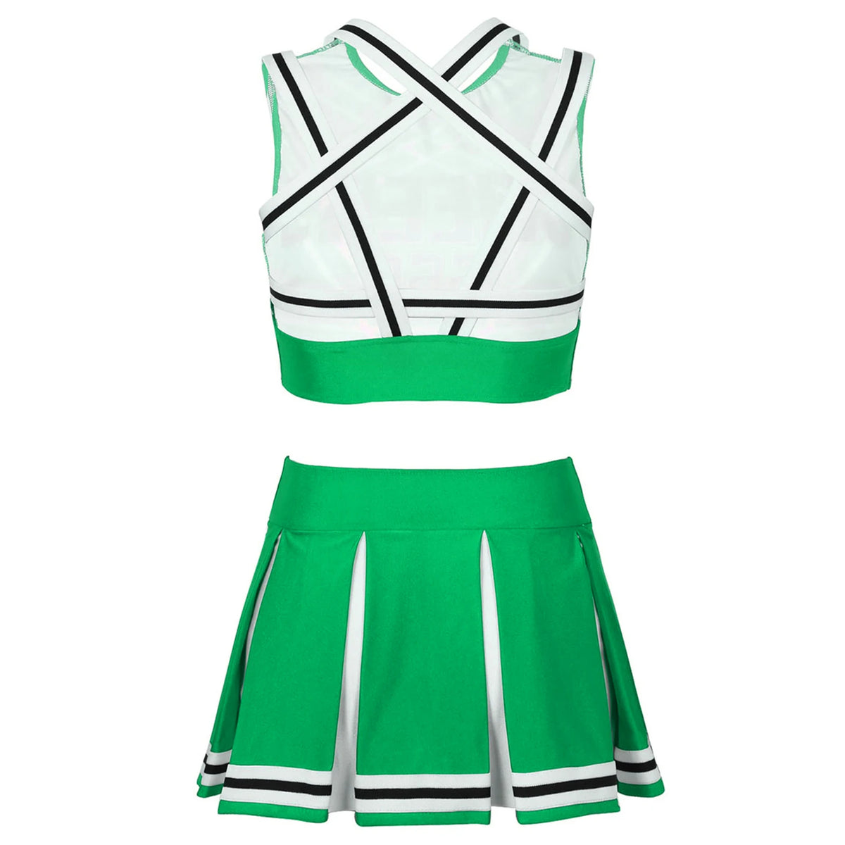 Women's Cheerleader Cosplay Costume Uniform Outfit Stand Collar Crop Top with Mini Pleated Skirts Carnival Cheerleading Suit