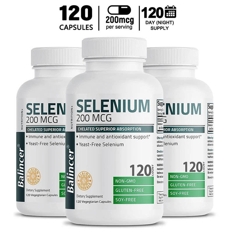 Organic Selenium Capsules - Vitamin D for Heart, Bone, Metabolism & Immune Health, Improves Brain Function, High Absorption