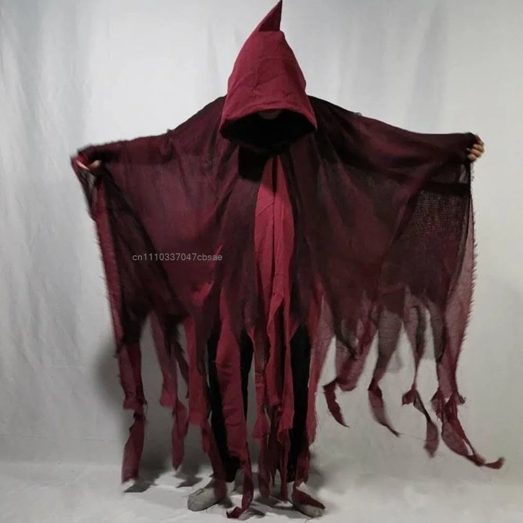 Halloween Ghost Dementor Cosplay Costume Adult Gothic Horror Zombie Tattered Hooded Capes Unisex Party Cosplays Cloaks New 2026