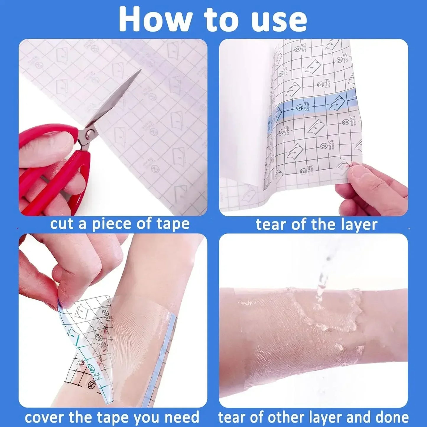 Narkasy 2/5/10m Waterproof Tattoo Protective Film PU Tape Aftercare Bandage Repair Adhesive Wrap Roll for Protecting and Healing