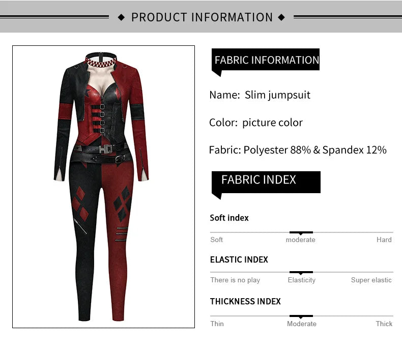 Halloween Costume For Women Cosplay Movie Role Print Jumpsuit Female Christmas Costumes Party Dresses Bobysuit Anime Mujer
