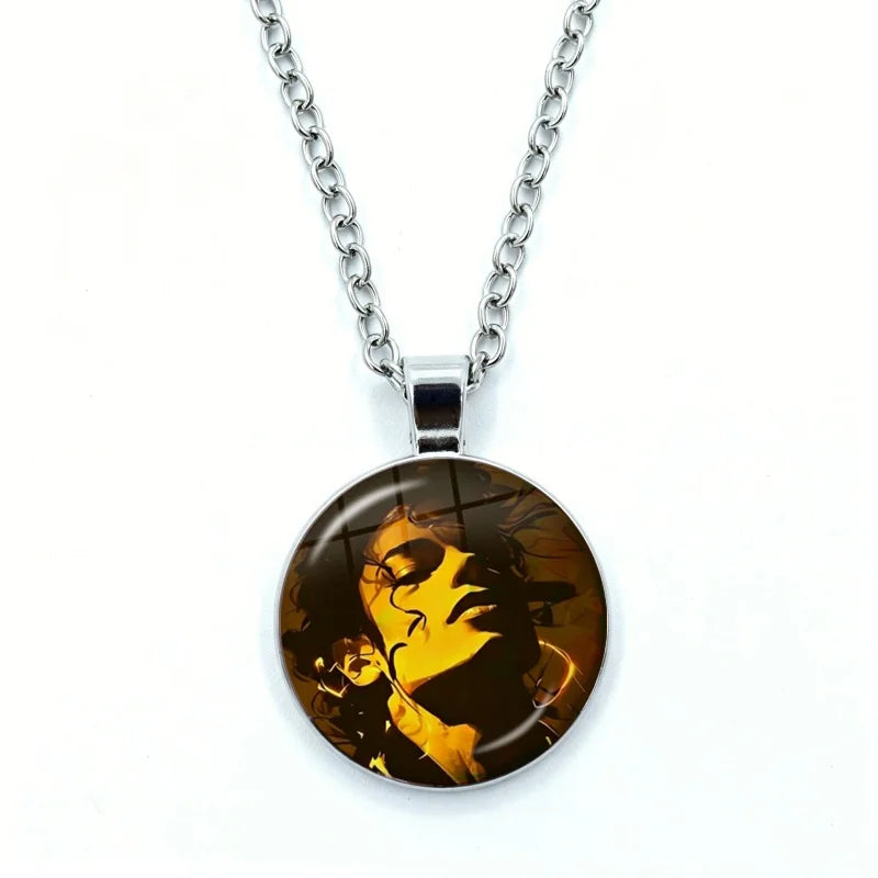 Thriller Dangerous M-Michael J-Jackson Necklace for Women Jewelry Cabochon Glass Pendant Fashion Statement Necklace