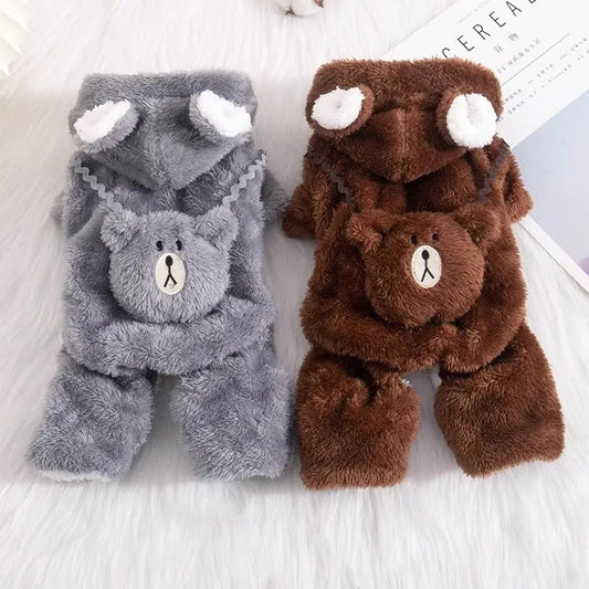 Dog Clothes Winter Autumn Warm Four Legged Fleece Lined Thickened Outfits for Cats Golden Gradient Ragdoll Small To Medium Dogs