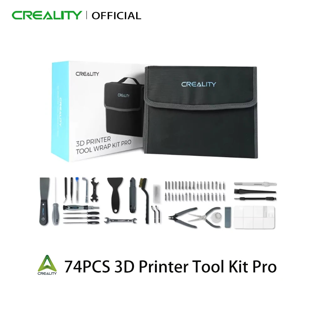 Creality Official 3D Printer Tools Kit, 74 Pcs in 1 3D Printing Tool Wrap Kit 3D Printer Repair Accessories