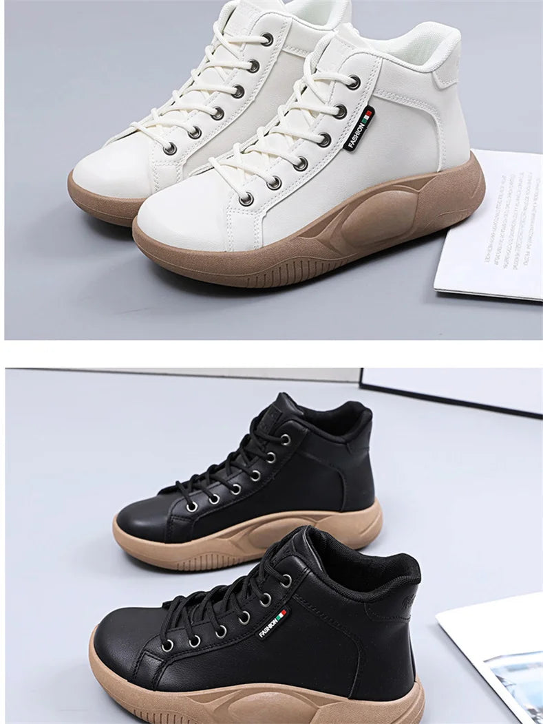 CINESSD Version of High-top Shoes for Female Students Trend of Casual Running Shoe Comfortable Lace-up Sneakers Female Shoes