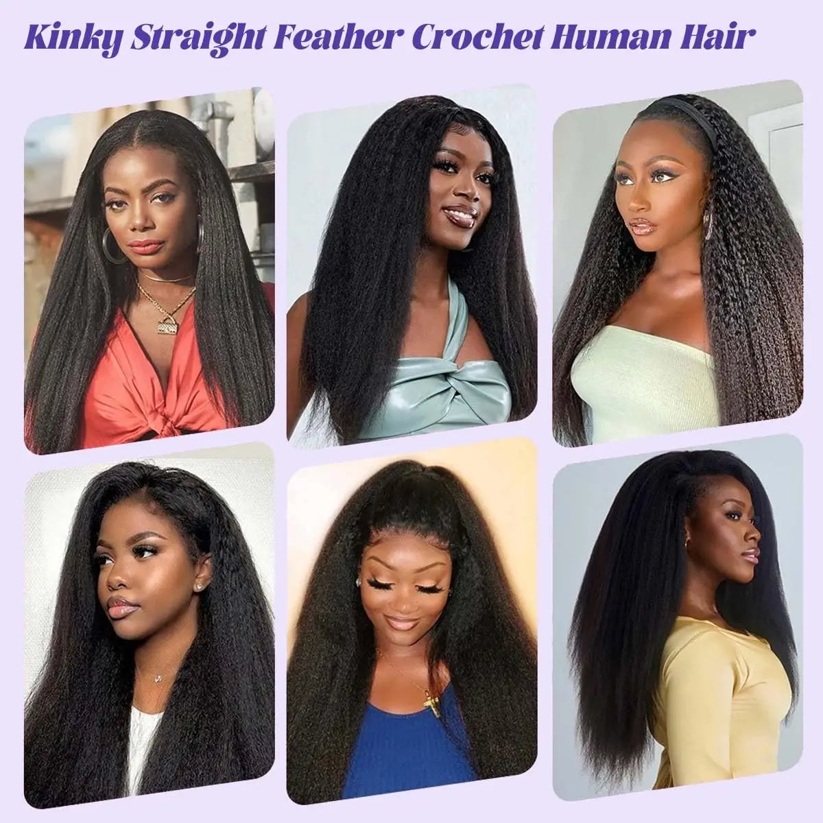 Kinky Straight Crochet Human Hair 100% Feather Crochet Human Hair Bundles For Boho Braids Miracle Knots Hair