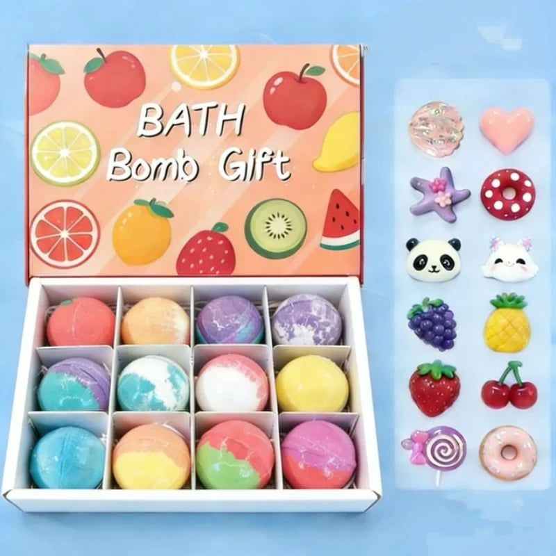 12pcs 60g Safe Natural Kids Bath Fizzies Surprise Hidden Toy Bubble Fizzy Ball Fun Bathtime Play Gift Set for Child