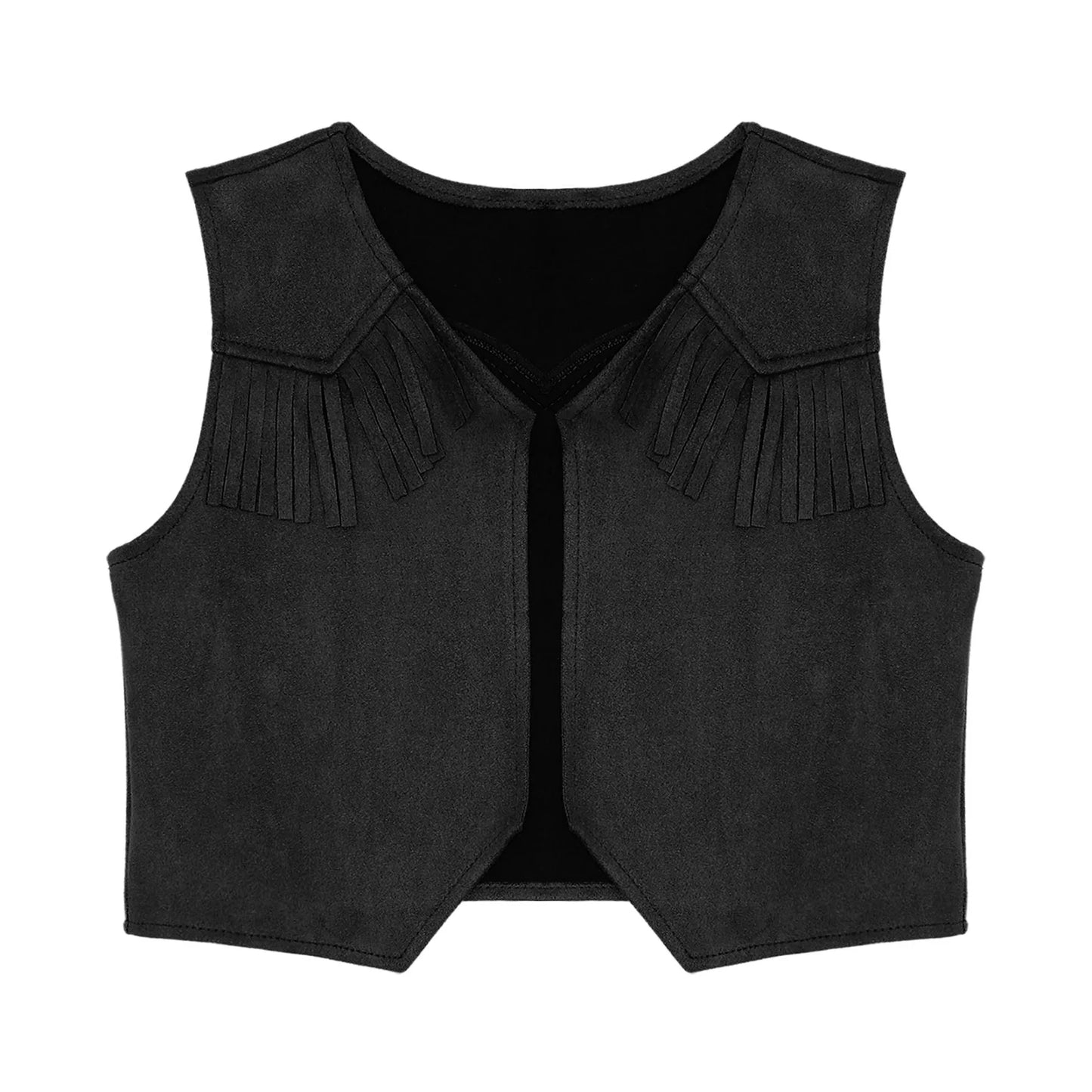 Kids Girl Boy Fringed Vest for Carnival Theme Party Tassels Top Open Front Waistcoat Child Halloween Western Cowboy Costumes