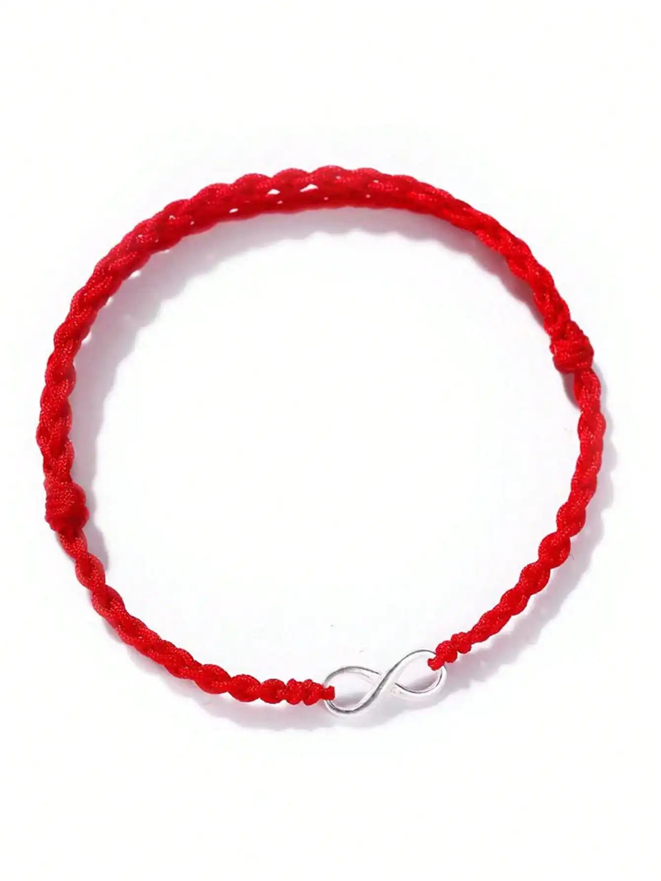 S925 Sterling Silver Infinity Symbol Red String Bracelet, Adjustable Braided Couple Bangle for Him Her, Love Gift with Gift Box