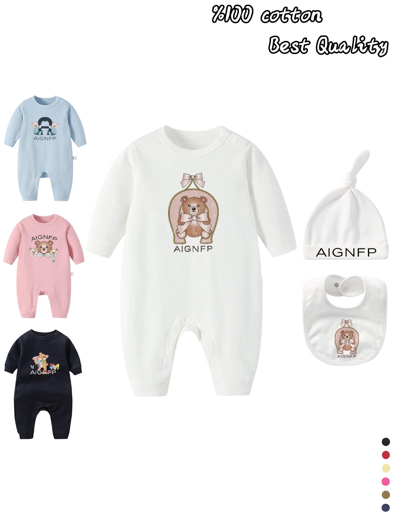 Cute Bow Bear Romper Newborns Clothes Autumn 2025 Hot Sale New Toddler Jumpsuit Hat Bib scarf Set Baby Girls Long sleeves Romper