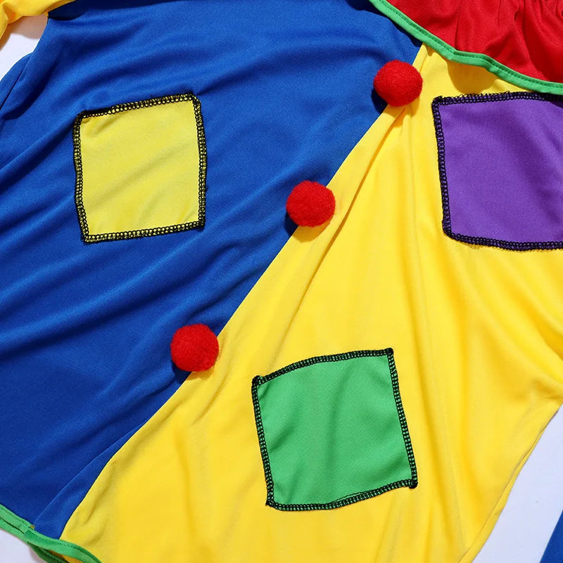 Halloween Costumes Kids Adults Circus Clown Joker Cosplay Outfits Colorful Fancy Clothes Party Entertaining Dress Up