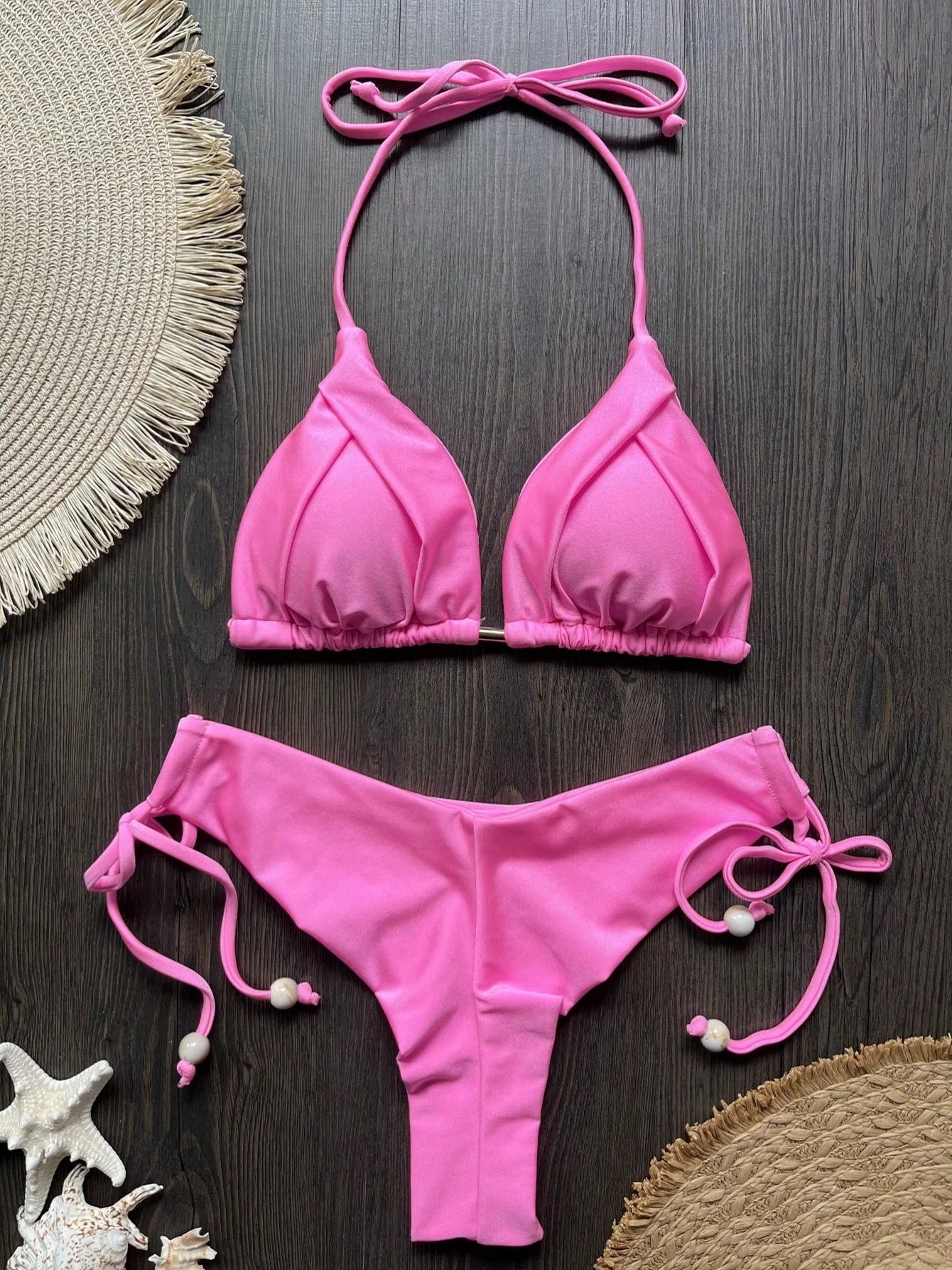2026 Sexy Folds Bikini Set Solid Micro Bikinis Women Swimsuit Female Triangle Swimwear Beach Wear Bathing Suit
