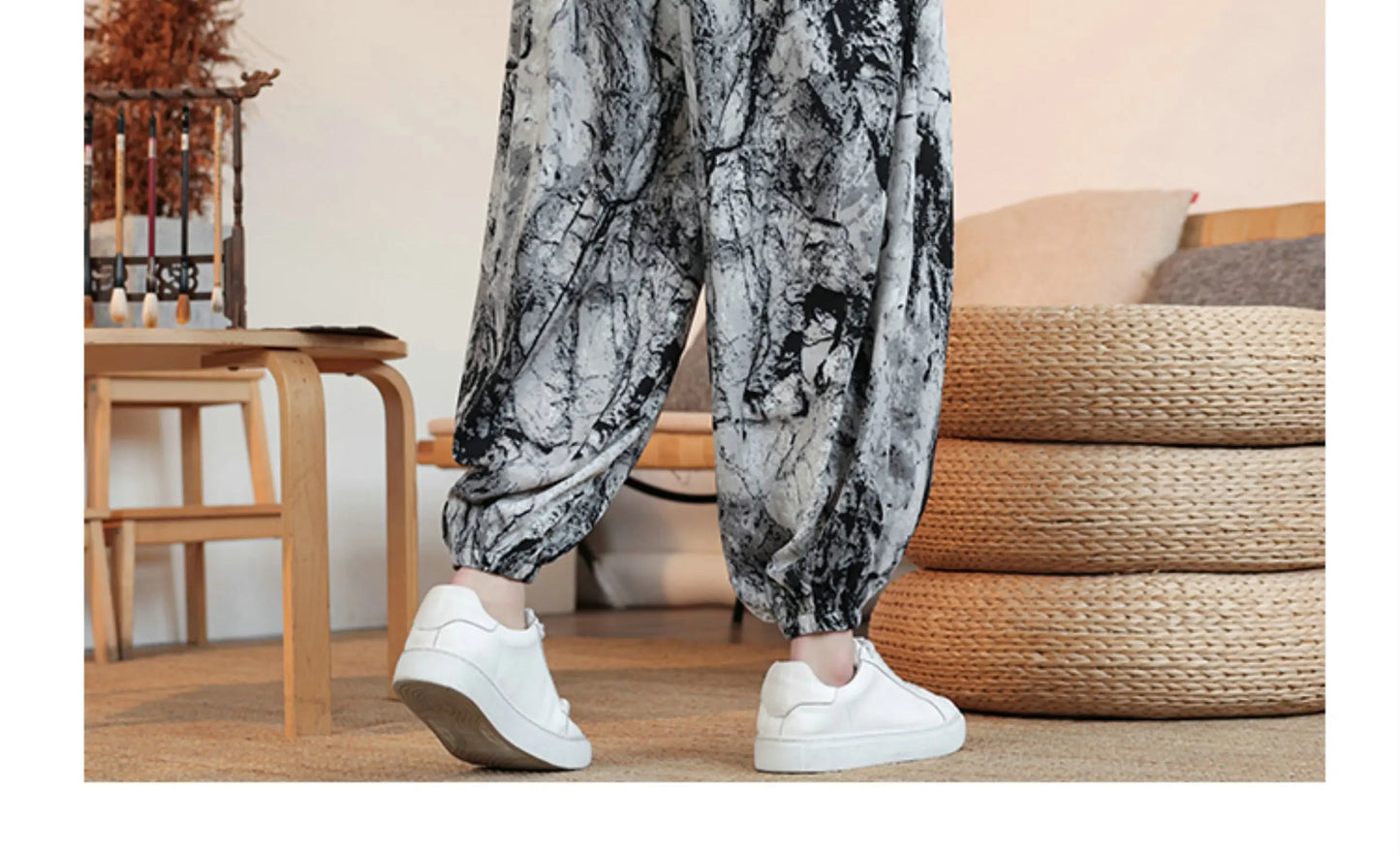 Summer Men Wide-leg Pants Male Retro Harem Pants Mens Hiphop Streetwear Harajuku Style Casual Pants Women Jogging Trousers