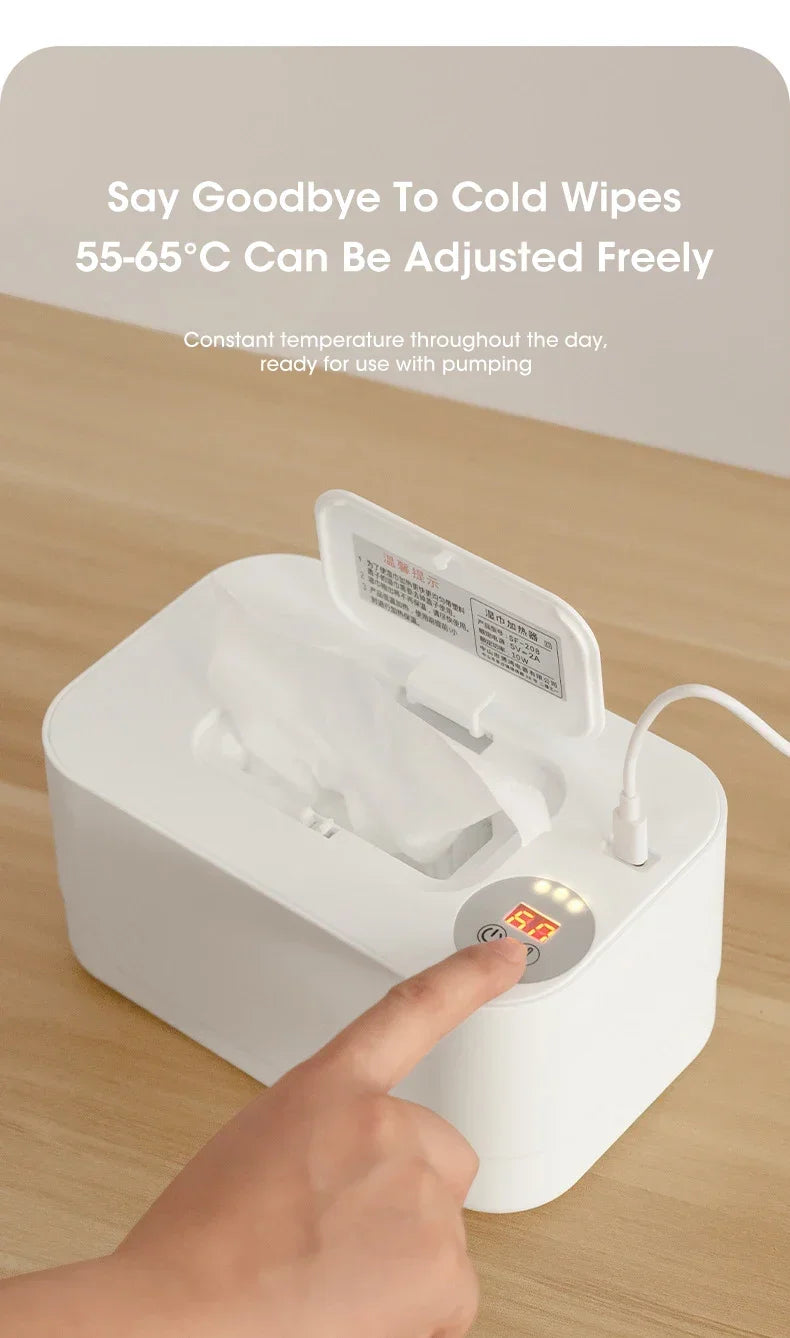 Portable USB Baby Wipe Warmer With LED Display Wet Towel Dispenser Heating Box For Home Car Travel Diaper Changing