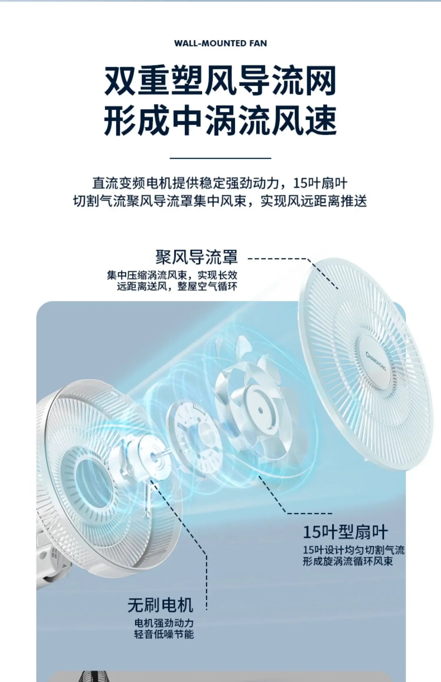 220V Wall-mounted fan with wall-mounted fan, large wind-powered fan, small remote-controlled wall-mounted  with shaking head AD