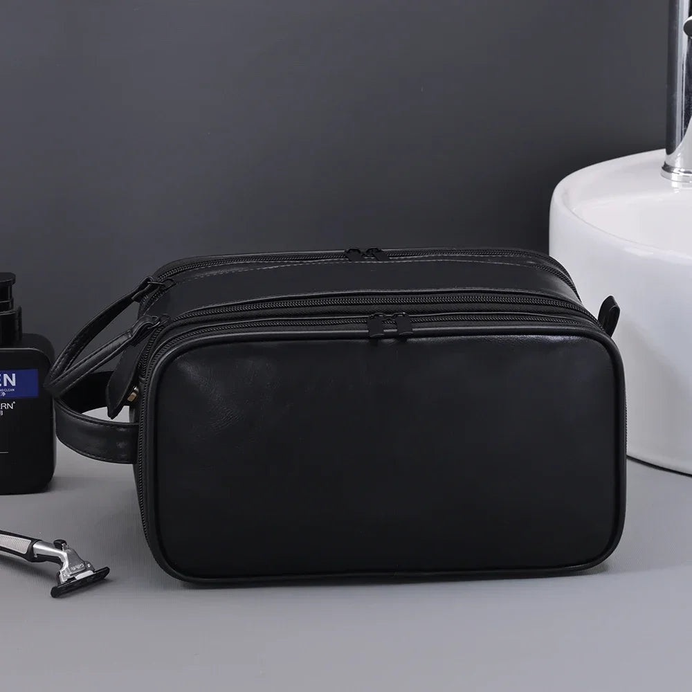 Multi Pockets PU Toiletry Bag For Women Men Travel Essentials Makeup Bags Waterproof Hanging Bag Cosmetic Washing Organizer Bag