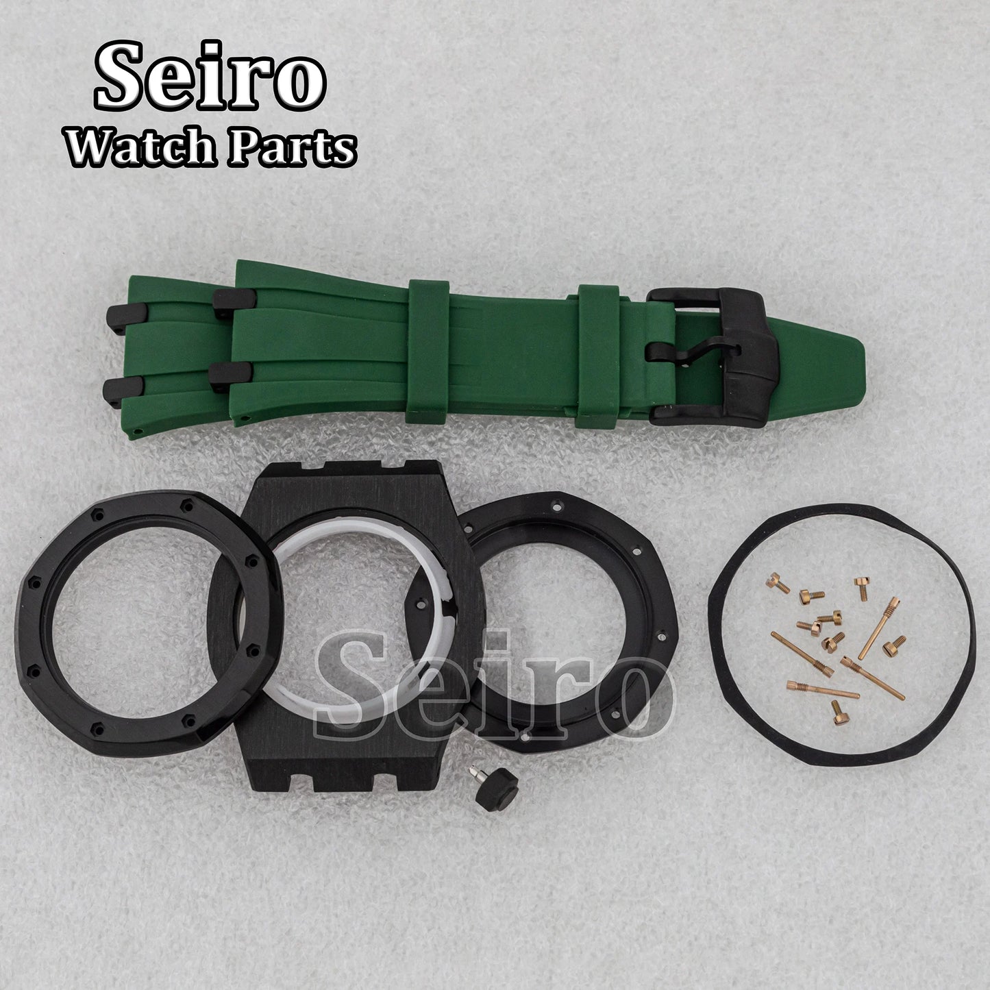 42mm Octagon Watch Case Rubber Strap Sapphire Crystal 10bar for 31.8mm Dial Royal Oak NH35 NH36 Movement Watch Modified Parts