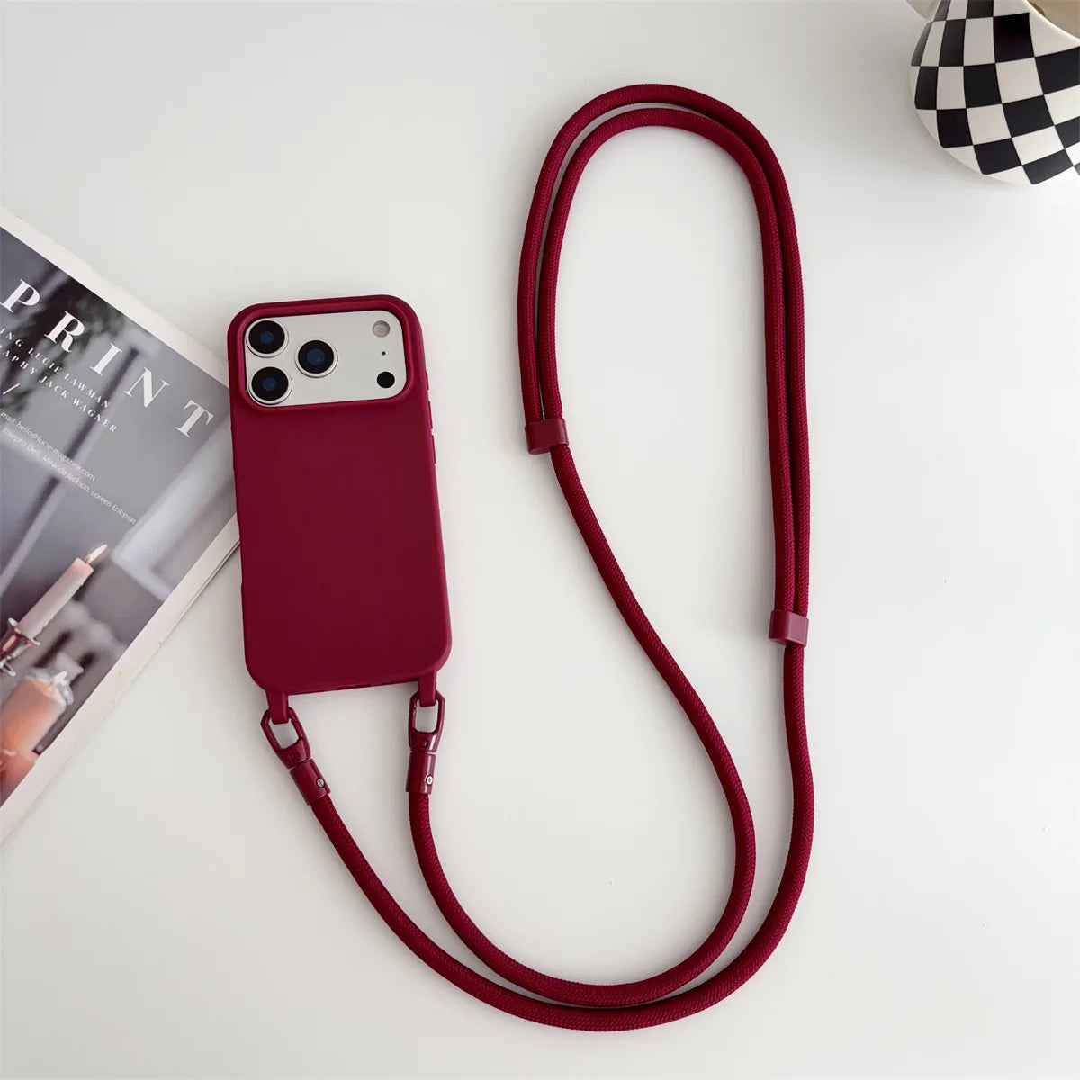 Silicone Phone Case for IPhone 17 Air 16 16E 15 14 Plus 11 13 12 Mini Pro Max Crossbody Lanyard Candy Color Soft TPU Back Cover