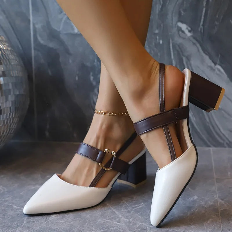 Women's Shoes Trend 2025 Shoe Genuine  Medium Heel Block Heels Mirror Luxury Designer Chunky Sandals Ladies Sexy Sandal