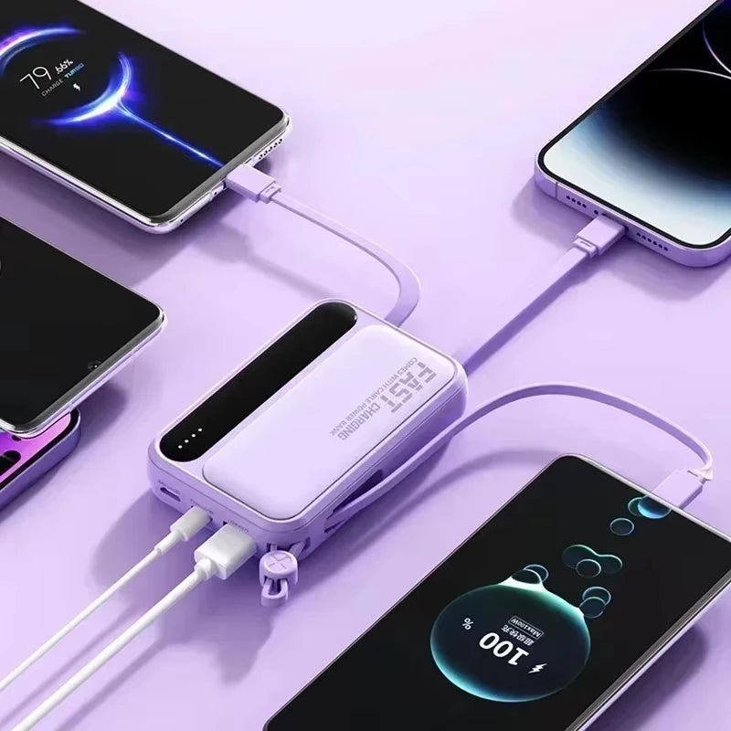 Lenovo 500000mAh Power Bank Built in 4 Lines Large Capacity Super Fast Charging Portable External Battery For iPhone Samsung