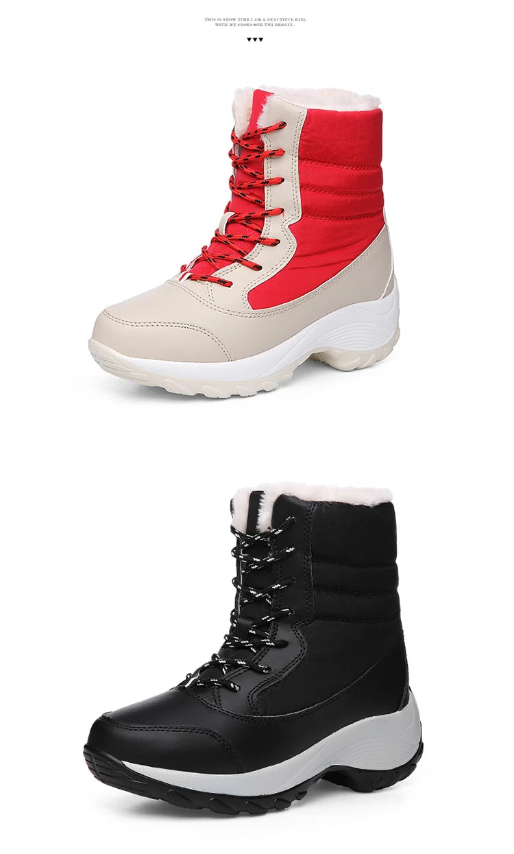 Snow Women's Boots Lightweight Woman Shoes Platform Shoes Women Plush Mid High Boots New Botas Mujer Winter Ladies Boots