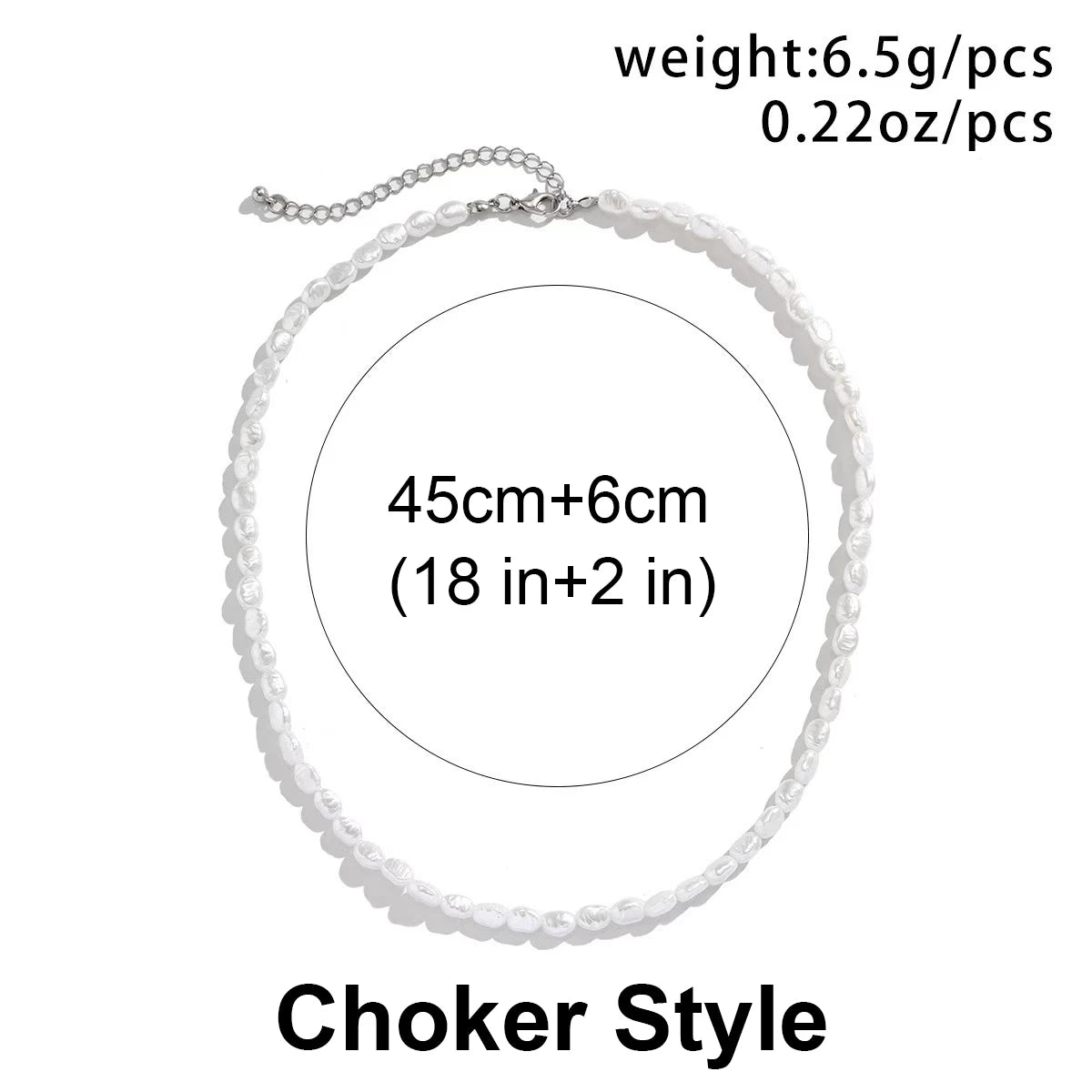 Cool White Baroque Pearl Necklace for Men and Women Sexy Trendy Choker Beaded Chain Collar Accessories Gift