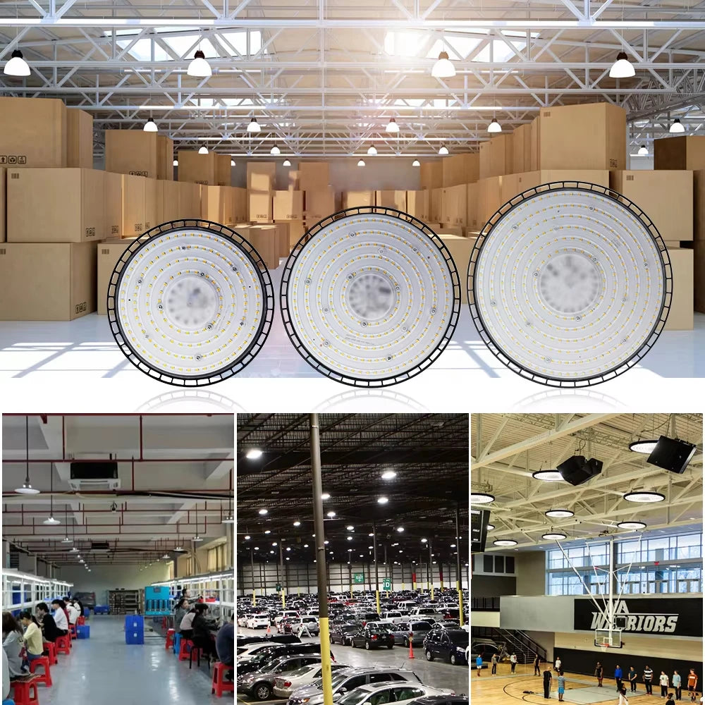 Super Bright UFO LED High Bay Light AC85-265V 100W-300W IP65 Waterproof Commercial Industrial Garage Workshop Gym Market Lamp