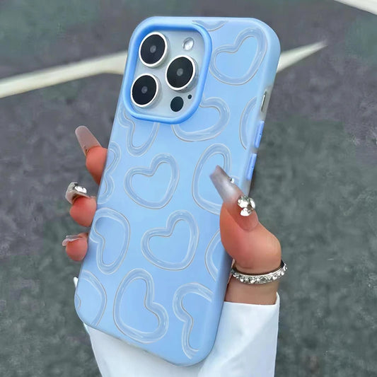 Cute Oil Painting Love Heart Pattern Phone Case For iPhone 17 16 15 14 13 12 11 Pro Max XS X XR 7 8Plus 16E Air Shockproof Cover