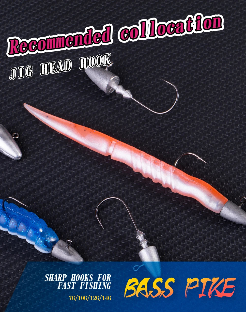 Hunthouse 7g 10g 12g 14g Dart Jig Head Fishing Hook For Soft Lure Sharp High Carbon Steel Fishhooks Equipment Gear Tackle LW308