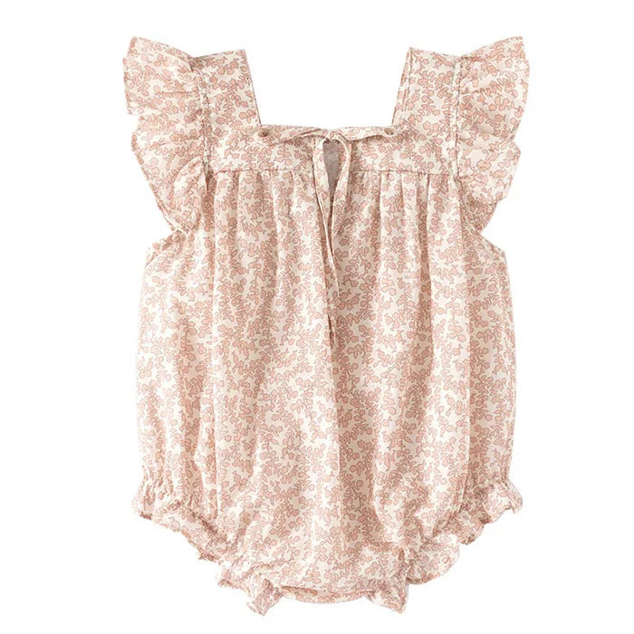 2025 New Summer Toddler Baby Girls Jumpsuit Flying Sleeve Cotton Flower Print Newborn Baby Girls Romper 0-24M Baby Clothing