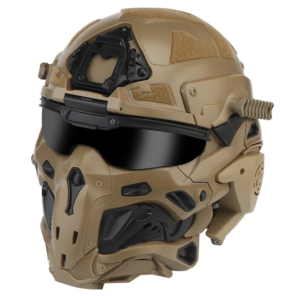 Militar Helmet FAST Helmet Built-in Communication Headset Anti-fog Fan W-Ronin Assault Helmet Detachable Mask Replacement Lens