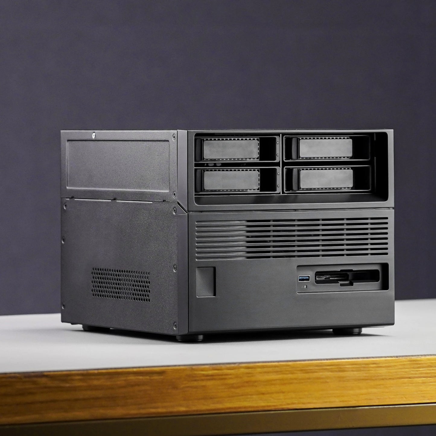 Beverly Little Treasure 4-Bay Full Tower NAS Enclosure SFX Power Supply ATX Motherboard Server with Fan Feiniu Heiqun UNRAID