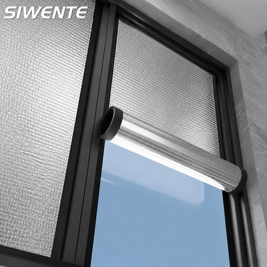 Double Sided Aluminum Foil Sun Block Curtain Retractable Heat Insulation Roller Blind Anti-UV Heat Insulation Window Sunscreen