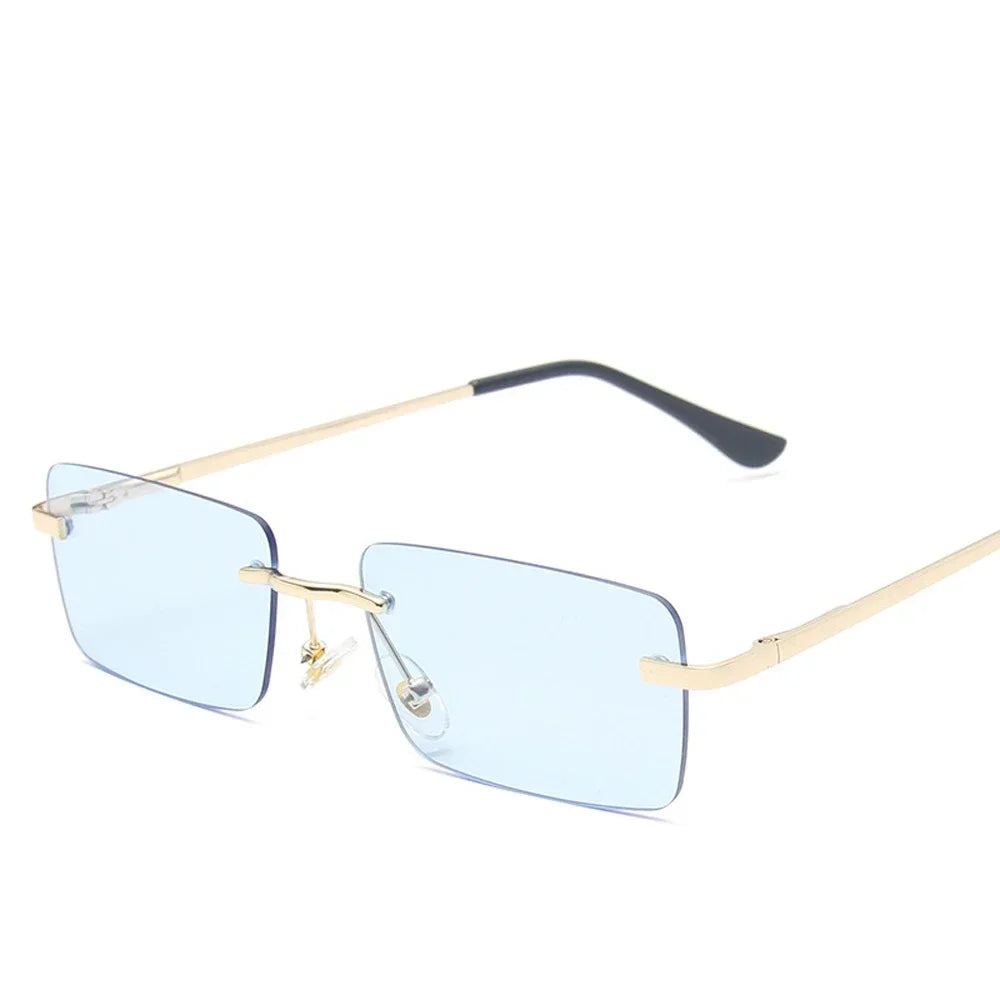 Rimless Rectangle Sunglasses Women UV400 Driving Sun Glasses Men Clear Color Summer Accessories Square Small Size