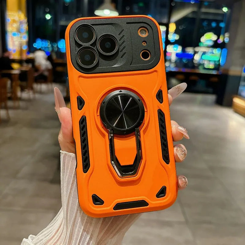 Luxury Armored 360° Rotating Metal Ring Protective Case For iPhone 11 12 13 14 15 16 17 Pro Max Invisable Bracket Phone Cover