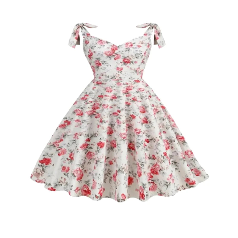 2024 New Fashion Women Summer Dress Retro 50s 60s Robe Femme Rockabilly Pinup Party Vestidos Casual Elegant Floral Office Dress