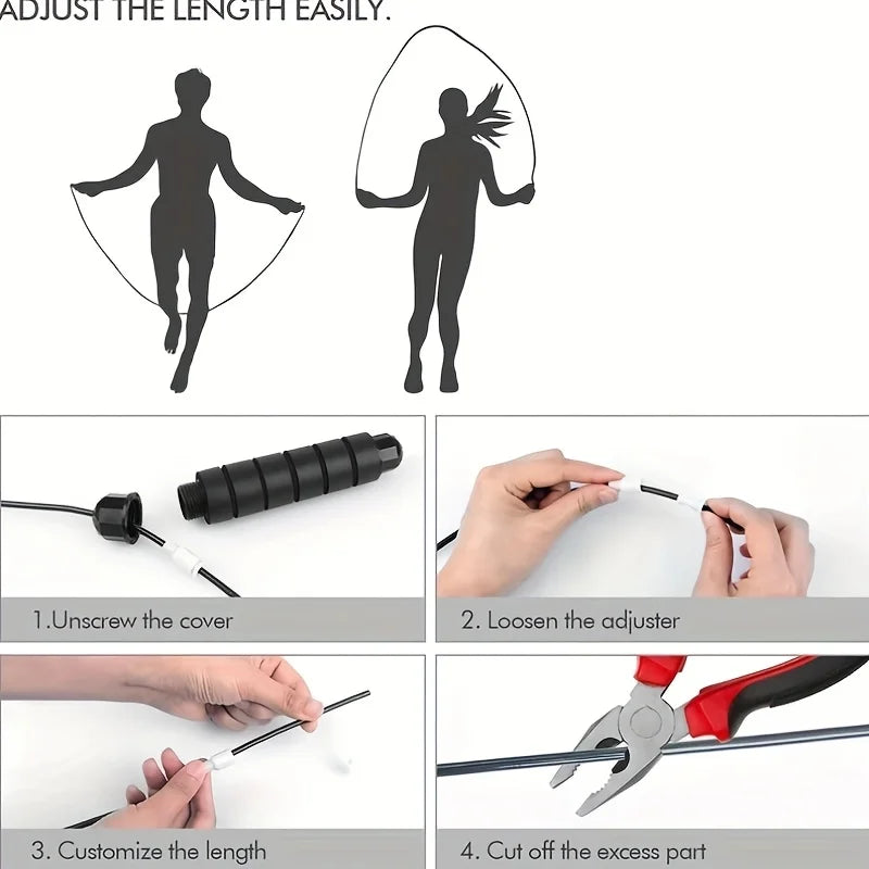 Fitness Adjustable Jump Rope, Workout Jump Rope, Tangle-Free Fast Jump Rope, Ball Bearing Swivels for Men and Women, Aerobic