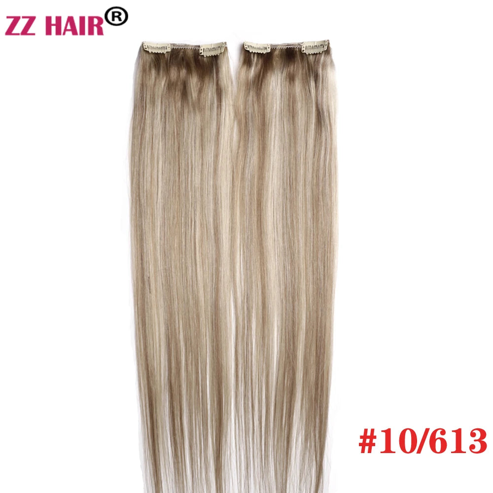 ZZHAIR 100% O Brazilian Human Remy Hair Extensions 16"-24" 2pcs Set 70g 80g Clips-in Two Pieces 2x10cm Natural Straight