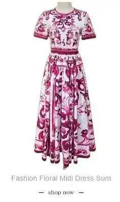 JAMERARY Summer Runway Blue White Porcelain Print Midi Dress Women's Straps Flare Sleeve Elastic Waist Cotton Floral Vestidos