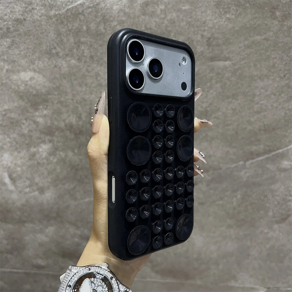 Circular Suction Cup Silicone Phone Case for iPhone 17 16 Pro 15 14 13 Max Adsorption Strong Multi Function Shockproof Cover