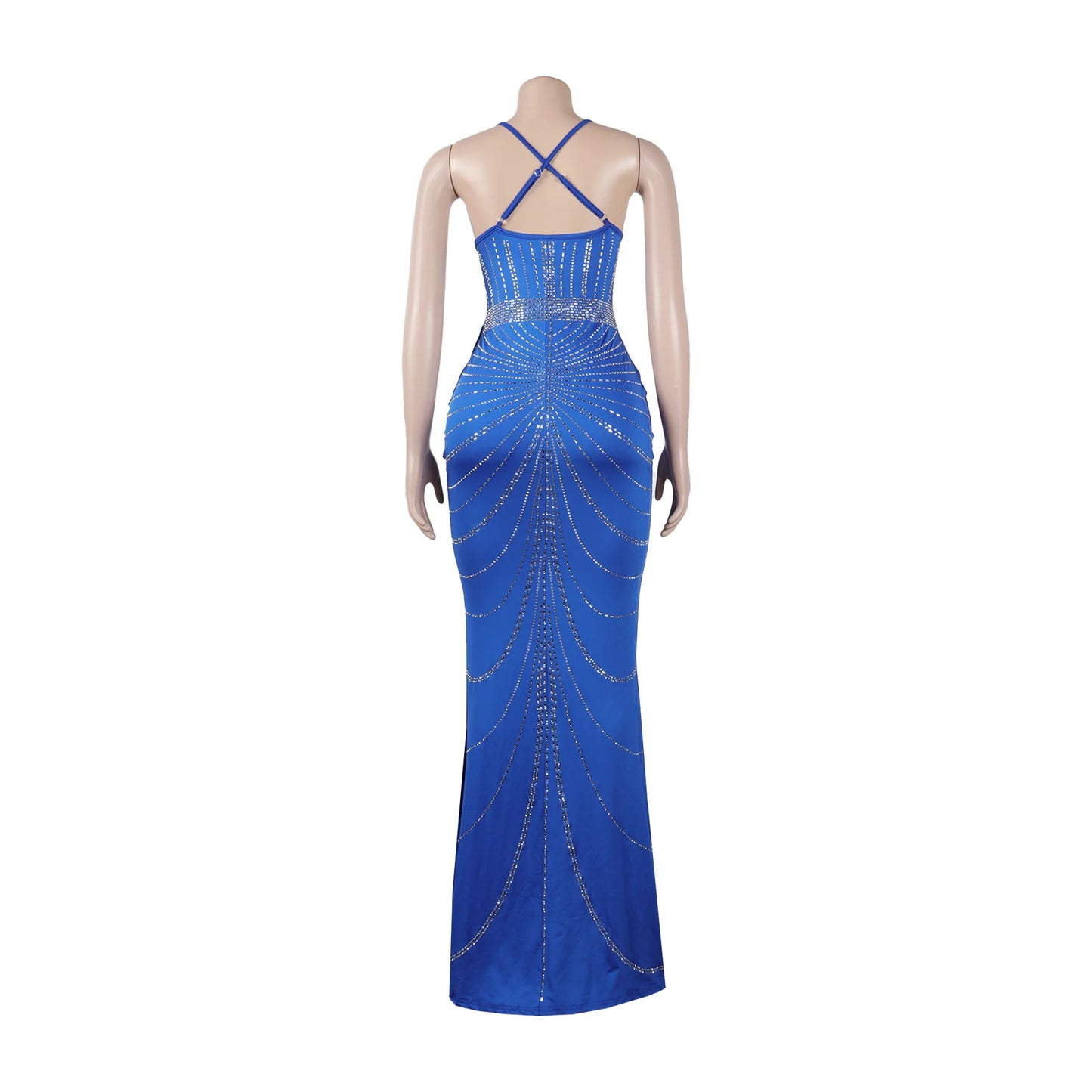 Sparkling Solid Color Hot Diamond Sheer Mesh Long Skirt, Elegant and Luxurious Spring Women's Cocktail Dress, Celebrity Clothing