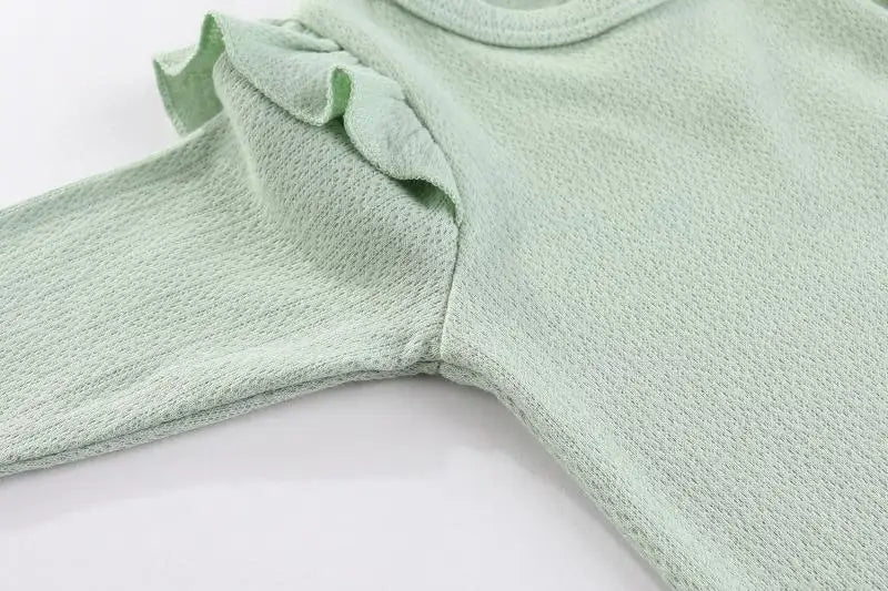 6 Pcs Cotton Bodysuits+Pants Long Sleeve Newborn Baby Girl Clothes Sets Spring Print Baby Boy Clothes Solid Color 0-12M Autumn