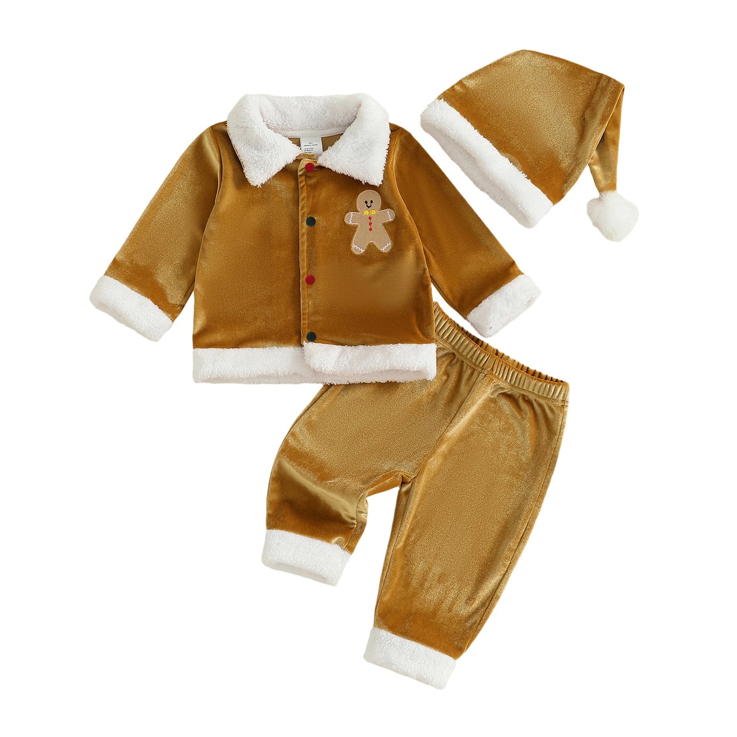 Citgeett Autumn Christmas Kids Toddler Girl Boy Outfits Long Sleeve Lapel Button Tops Elastic Waist Pants Costume Winter Set