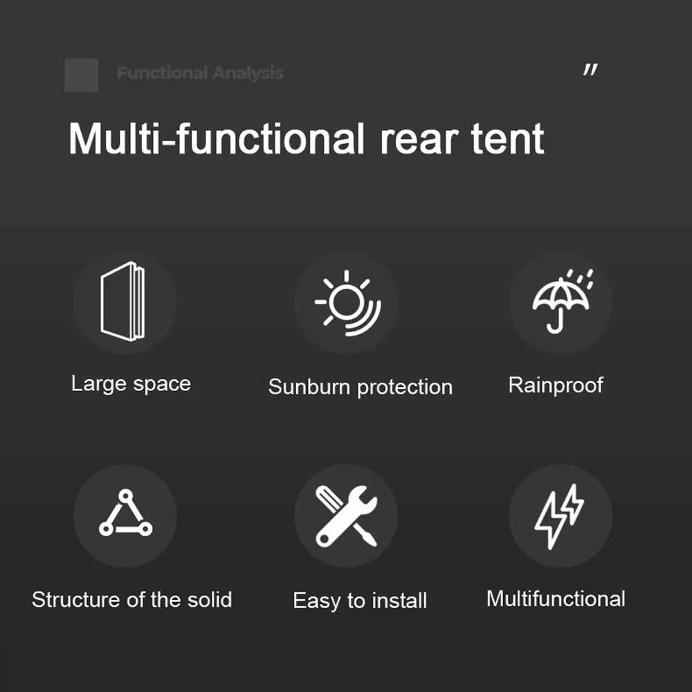 Outdoor Car Rear Extension Tent Camping Picnic Awning Canopy Sunshade Rainproof Waterproof Vehicle Tail Tent