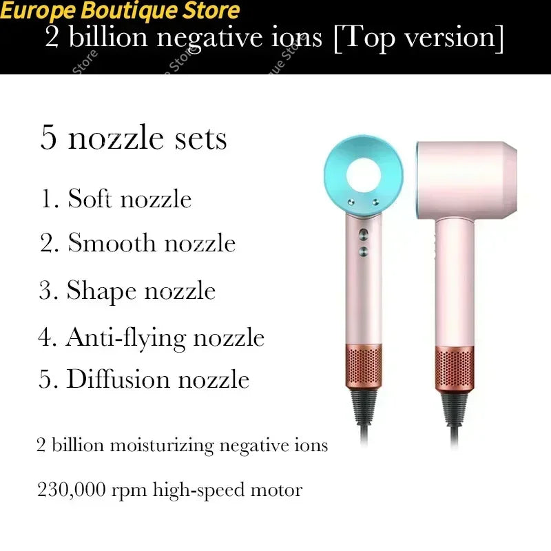 New Super Hair Dryer 220V Leafless Hair Dryer Personal Hair Care Styling Negative Ion Tool Schedule Negative Ion Electric Dryer