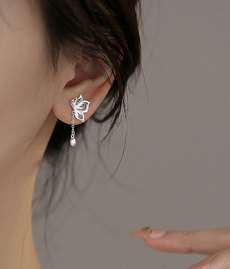 925 Silver Butterfly Hollow Stud Earrings For Women Luxury Designer Jewellery Engagement Wholesale