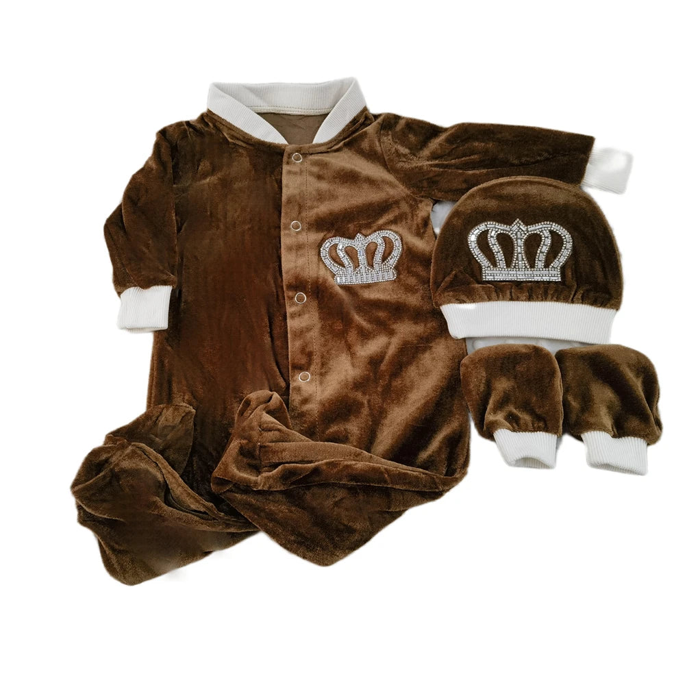 Velvet Newborn Baby Boy Outfits Blazer Vest Kids Clothing Cotton Infant Products Body Suit Shirt Pants Mittens Receiving Blanket
