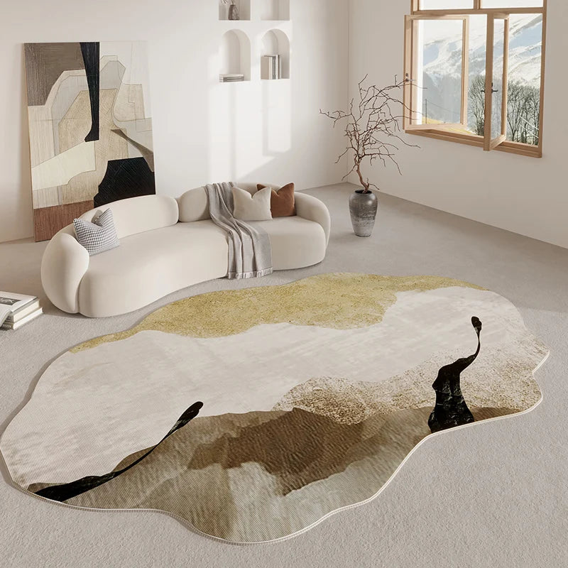 Luxury Retro Carpets for Living Room Irregular Shape Bedroom Decor Soft Carpet Modern Art Cloakroom Rug Thickened Anti-slip Mat